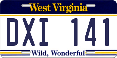 WV license plate DXI141