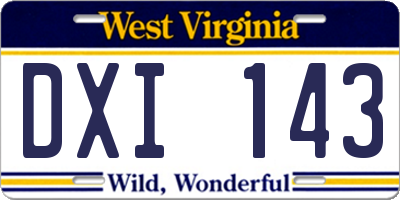 WV license plate DXI143
