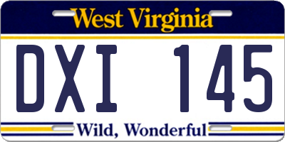 WV license plate DXI145