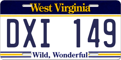 WV license plate DXI149