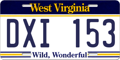 WV license plate DXI153