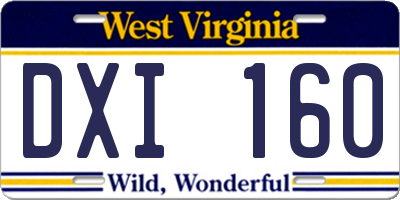 WV license plate DXI160
