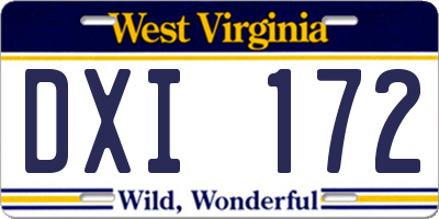 WV license plate DXI172