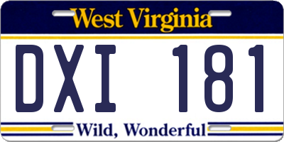 WV license plate DXI181