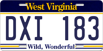 WV license plate DXI183