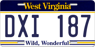 WV license plate DXI187