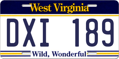 WV license plate DXI189