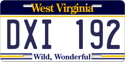WV license plate DXI192