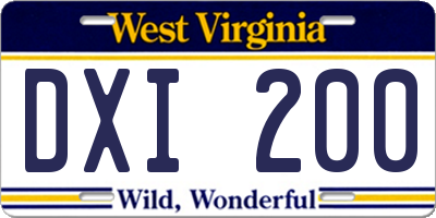 WV license plate DXI200