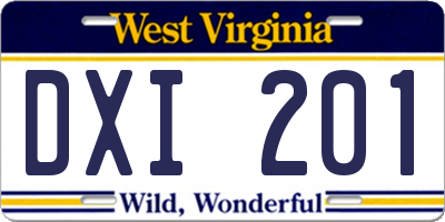 WV license plate DXI201