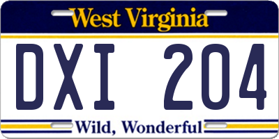 WV license plate DXI204