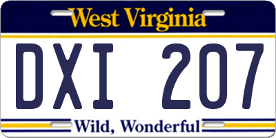 WV license plate DXI207