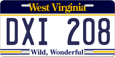 WV license plate DXI208