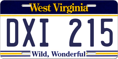 WV license plate DXI215