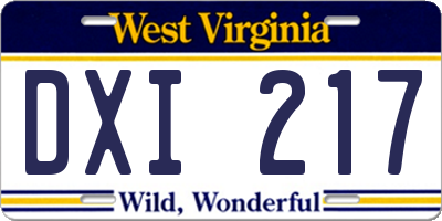 WV license plate DXI217