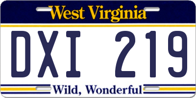 WV license plate DXI219