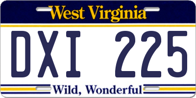 WV license plate DXI225