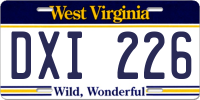 WV license plate DXI226