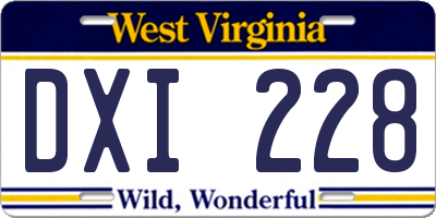 WV license plate DXI228