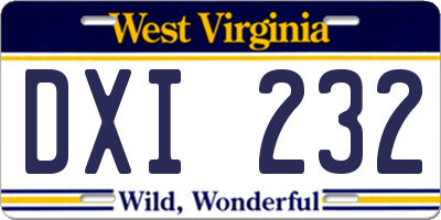 WV license plate DXI232