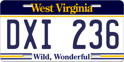 WV license plate DXI236