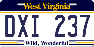 WV license plate DXI237