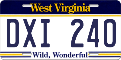WV license plate DXI240