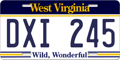 WV license plate DXI245