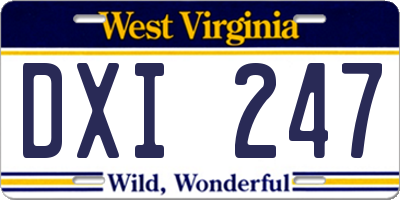 WV license plate DXI247