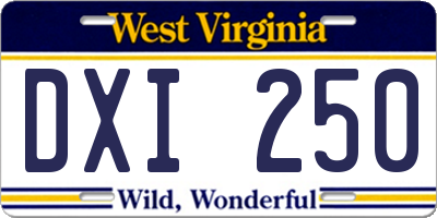 WV license plate DXI250