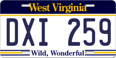 WV license plate DXI259