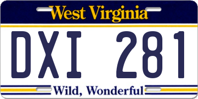 WV license plate DXI281