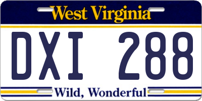 WV license plate DXI288