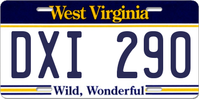 WV license plate DXI290