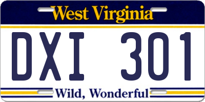 WV license plate DXI301