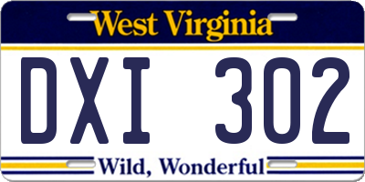 WV license plate DXI302
