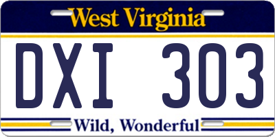 WV license plate DXI303