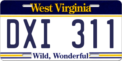 WV license plate DXI311