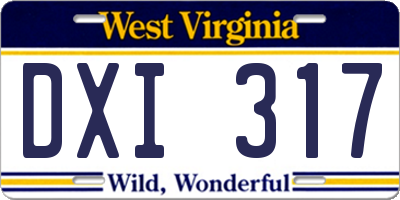 WV license plate DXI317