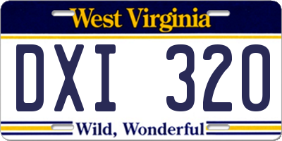 WV license plate DXI320