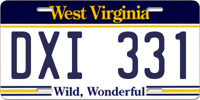 WV license plate DXI331