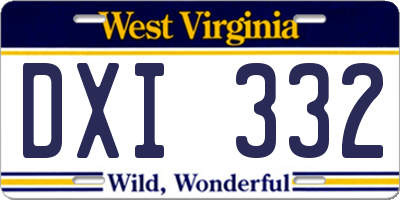 WV license plate DXI332