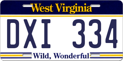 WV license plate DXI334