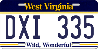 WV license plate DXI335