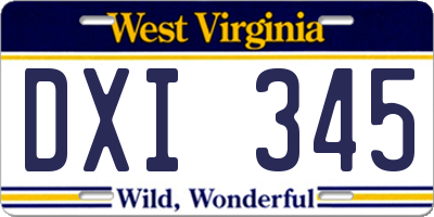 WV license plate DXI345