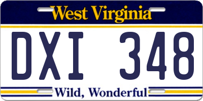 WV license plate DXI348