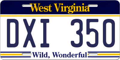 WV license plate DXI350