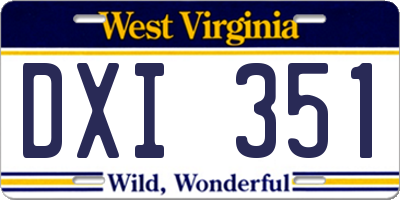 WV license plate DXI351
