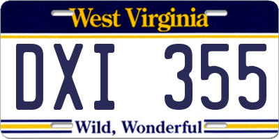 WV license plate DXI355