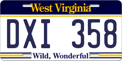 WV license plate DXI358